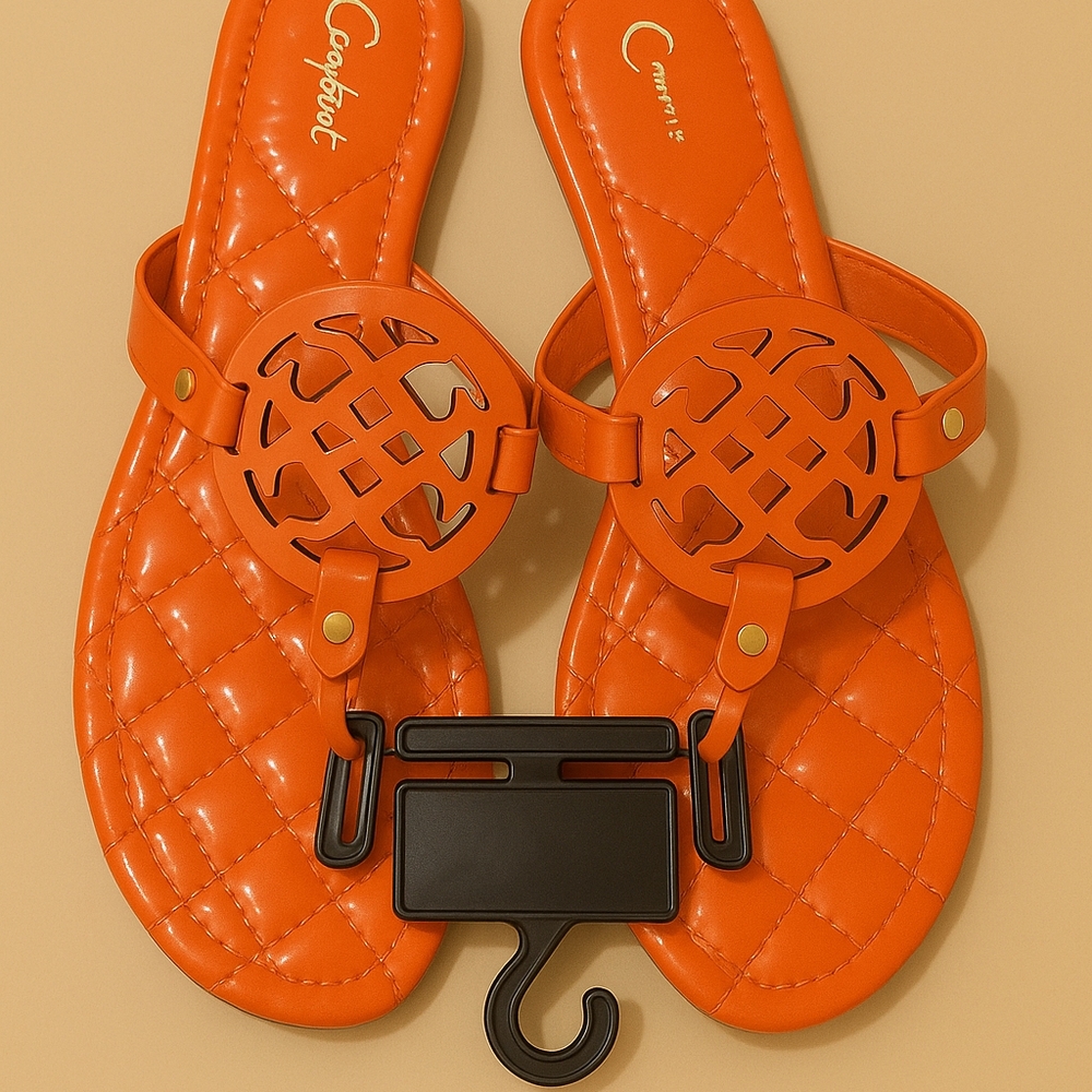 Orange Sandals with Cutout Design